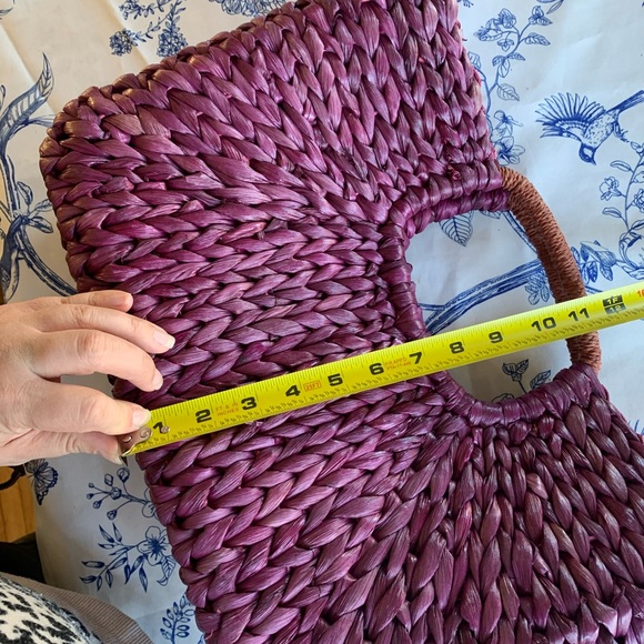 Woven Straw Tote Bag in Deep Plum - Women Bags - Picture 2 of 6